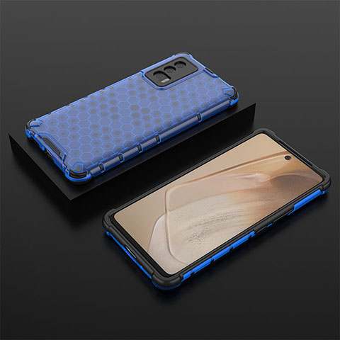 Carcasa Bumper Funda Silicona Transparente 360 Grados AM2 para Vivo iQOO 7 India 5G Azul