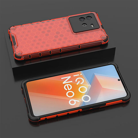 Carcasa Bumper Funda Silicona Transparente 360 Grados AM2 para Vivo iQOO Neo6 5G Rojo