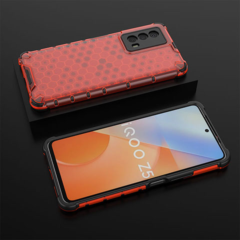 Carcasa Bumper Funda Silicona Transparente 360 Grados AM2 para Vivo iQOO Z5 5G Rojo