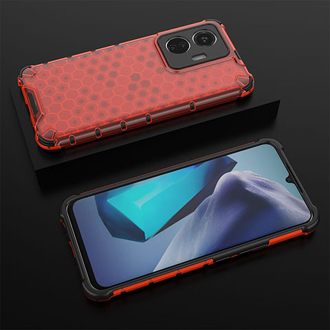 Carcasa Bumper Funda Silicona Transparente 360 Grados AM2 para Vivo T1 4G Rojo