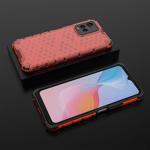 Carcasa Bumper Funda Silicona Transparente 360 Grados AM2 para Vivo Y21t Rojo