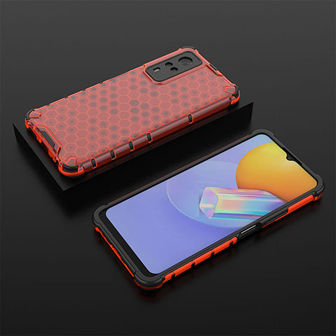 Carcasa Bumper Funda Silicona Transparente 360 Grados AM2 para Vivo Y31 (2021) Rojo