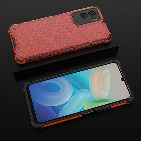 Carcasa Bumper Funda Silicona Transparente 360 Grados AM2 para Vivo Y55s (2021) Rojo