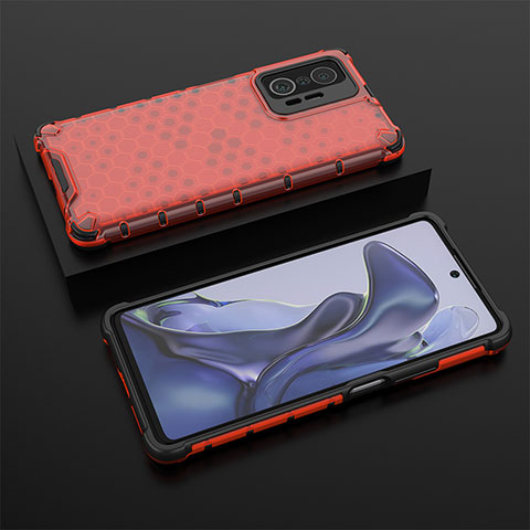 Carcasa Bumper Funda Silicona Transparente 360 Grados AM2 para Xiaomi Mi 11T Pro 5G Rojo