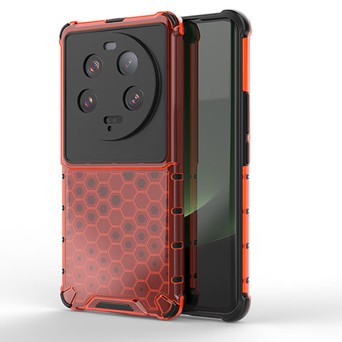 Carcasa Bumper Funda Silicona Transparente 360 Grados AM2 para Xiaomi Mi 13 Ultra 5G Rojo