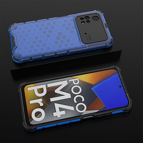 Carcasa Bumper Funda Silicona Transparente 360 Grados AM2 para Xiaomi Poco M4 Pro 4G Azul