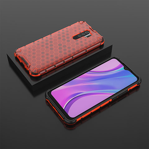 Carcasa Bumper Funda Silicona Transparente 360 Grados AM2 para Xiaomi Redmi 9 Rojo