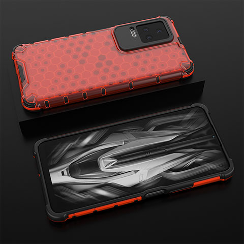 Carcasa Bumper Funda Silicona Transparente 360 Grados AM2 para Xiaomi Redmi K50 Pro 5G Rojo