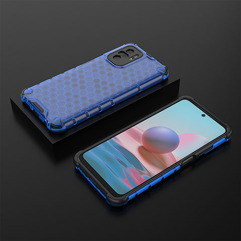 Carcasa Bumper Funda Silicona Transparente 360 Grados AM2 para Xiaomi Redmi Note 10S 4G Azul