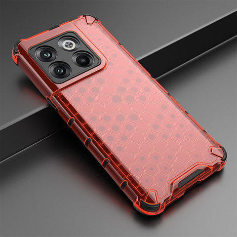 Carcasa Bumper Funda Silicona Transparente 360 Grados AM3 para OnePlus 10T 5G Rojo