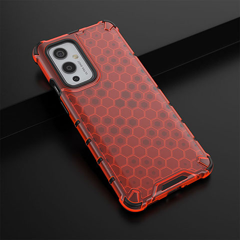 Carcasa Bumper Funda Silicona Transparente 360 Grados AM3 para OnePlus 9 5G Rojo