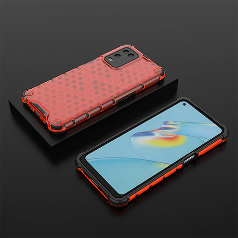 Carcasa Bumper Funda Silicona Transparente 360 Grados AM3 para Oppo A54 4G Rojo