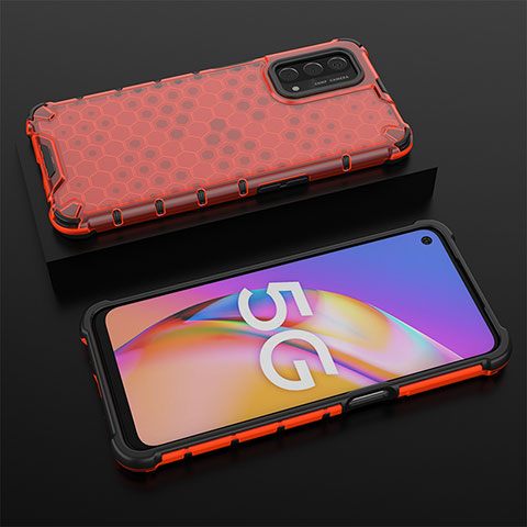 Carcasa Bumper Funda Silicona Transparente 360 Grados AM3 para Oppo A93 5G Rojo