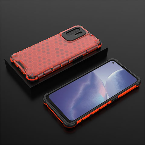 Carcasa Bumper Funda Silicona Transparente 360 Grados AM3 para Oppo A95 5G Rojo