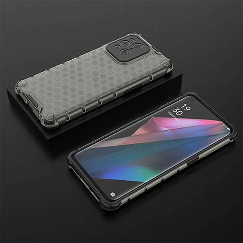 Carcasa Bumper Funda Silicona Transparente 360 Grados AM3 para Oppo Find X3 Pro 5G Negro