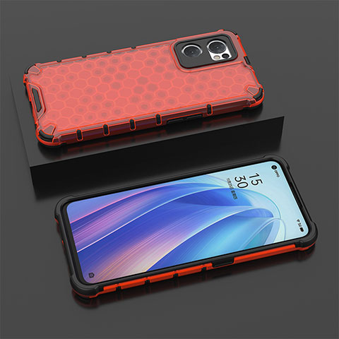 Carcasa Bumper Funda Silicona Transparente 360 Grados AM3 para Oppo Find X5 Lite 5G Rojo