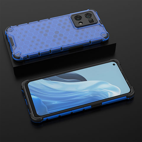 Carcasa Bumper Funda Silicona Transparente 360 Grados AM3 para Oppo Reno7 4G Azul