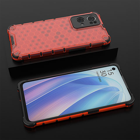 Carcasa Bumper Funda Silicona Transparente 360 Grados AM3 para Oppo Reno7 Pro 5G Rojo