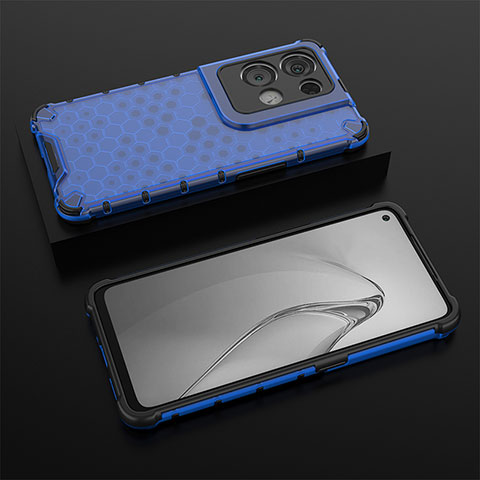 Carcasa Bumper Funda Silicona Transparente 360 Grados AM3 para Oppo Reno8 Pro 5G Azul