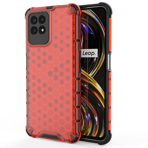 Carcasa Bumper Funda Silicona Transparente 360 Grados AM3 para Realme 8i Rojo