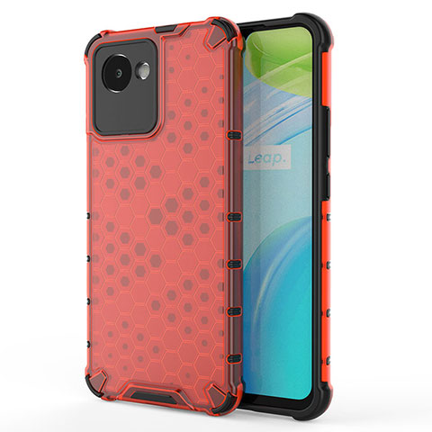 Carcasa Bumper Funda Silicona Transparente 360 Grados AM3 para Realme C30 Rojo