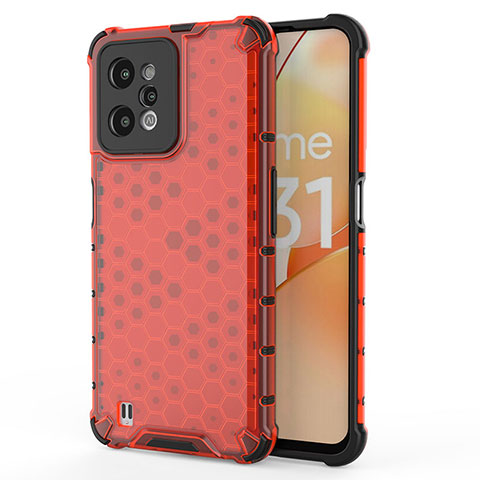 Carcasa Bumper Funda Silicona Transparente 360 Grados AM3 para Realme C31 Rojo