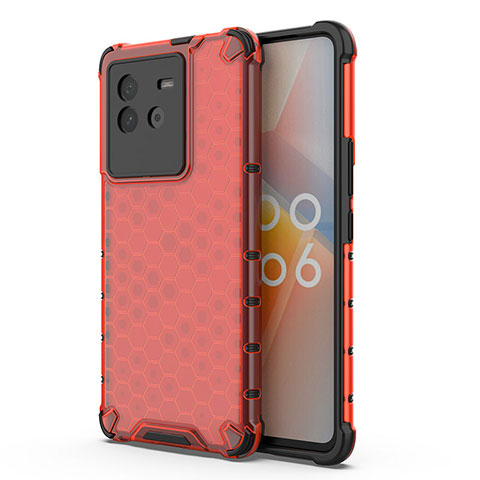 Carcasa Bumper Funda Silicona Transparente 360 Grados AM3 para Vivo iQOO Neo6 5G Rojo