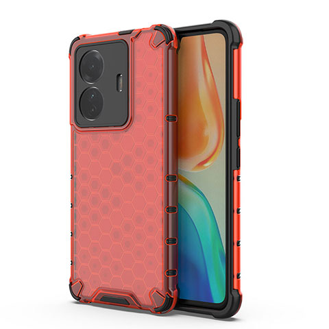 Carcasa Bumper Funda Silicona Transparente 360 Grados AM3 para Vivo T1 Pro 5G Rojo