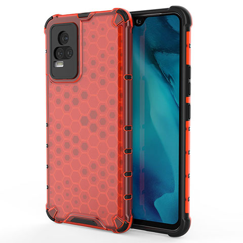 Carcasa Bumper Funda Silicona Transparente 360 Grados AM3 para Vivo V21e 4G Rojo