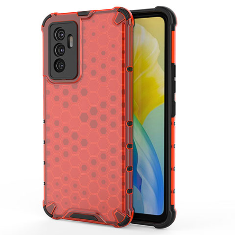 Carcasa Bumper Funda Silicona Transparente 360 Grados AM3 para Vivo V23e 5G Rojo