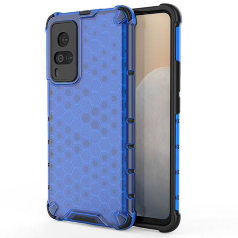 Carcasa Bumper Funda Silicona Transparente 360 Grados AM3 para Vivo X60 Pro 5G Azul