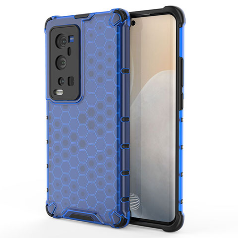 Carcasa Bumper Funda Silicona Transparente 360 Grados AM3 para Vivo X60 Pro+ Plus 5G Azul