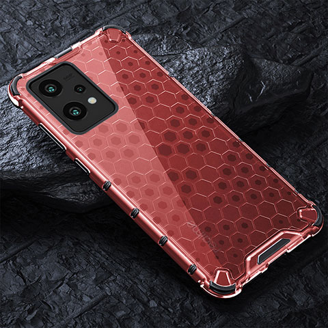 Carcasa Bumper Funda Silicona Transparente 360 Grados AM4 para Realme 9 4G Rojo