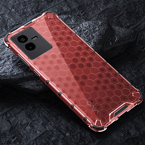 Carcasa Bumper Funda Silicona Transparente 360 Grados AM4 para Vivo iQOO Z6x Rojo