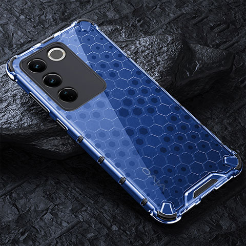 Carcasa Bumper Funda Silicona Transparente 360 Grados AM4 para Vivo V27 5G Azul