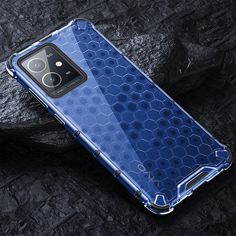 Carcasa Bumper Funda Silicona Transparente 360 Grados AM4 para Vivo Y55s 5G Azul