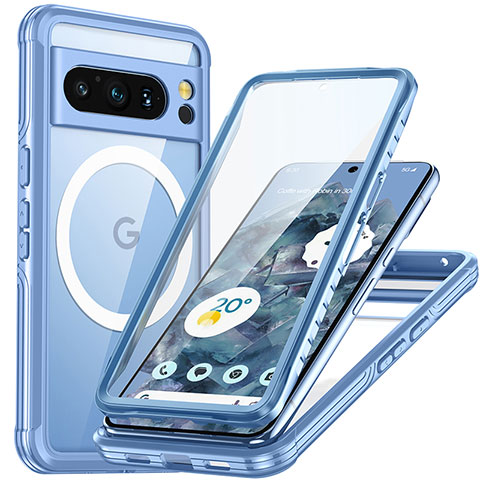 Carcasa Bumper Funda Silicona Transparente 360 Grados con Mag-Safe Magnetic T01 para Google Pixel 8 Pro 5G Azul