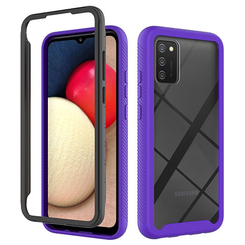 Carcasa Bumper Funda Silicona Transparente 360 Grados JX1 para Samsung Galaxy A02s Morado