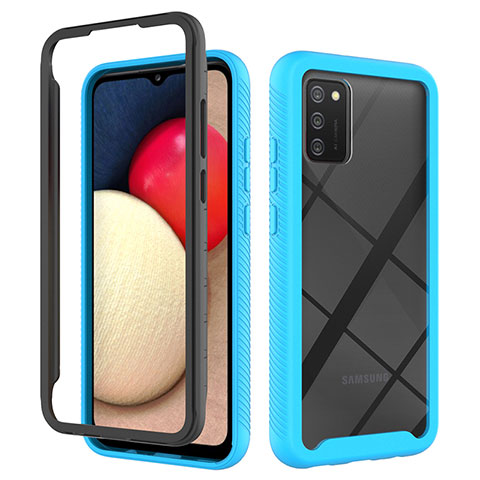 Carcasa Bumper Funda Silicona Transparente 360 Grados JX1 para Samsung Galaxy A03s Azul Cielo