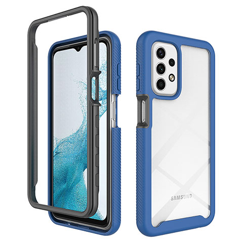 Carcasa Bumper Funda Silicona Transparente 360 Grados JX1 para Samsung Galaxy A23 4G Azul y Negro