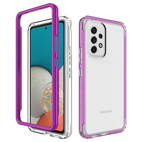 Carcasa Bumper Funda Silicona Transparente 360 Grados JX1 para Samsung Galaxy A53 5G Morado