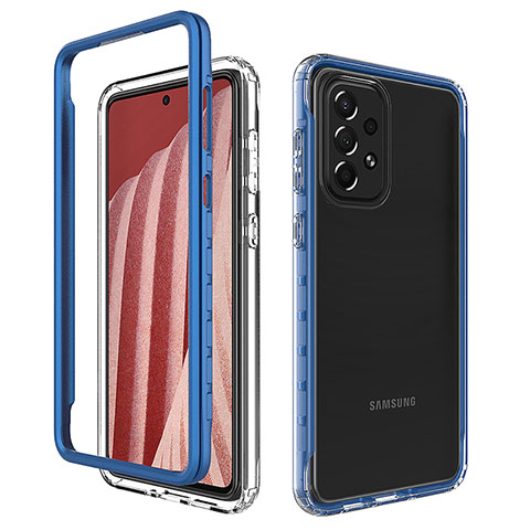 Carcasa Bumper Funda Silicona Transparente 360 Grados JX1 para Samsung Galaxy A73 5G Azul