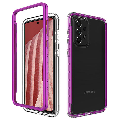 Carcasa Bumper Funda Silicona Transparente 360 Grados JX1 para Samsung Galaxy A73 5G Morado