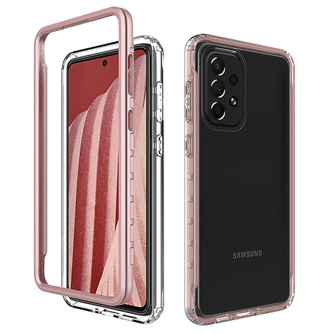 Carcasa Bumper Funda Silicona Transparente 360 Grados JX1 para Samsung Galaxy A73 5G Oro Rosa