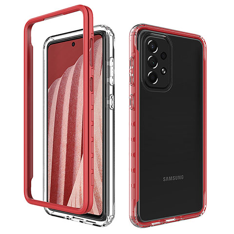 Carcasa Bumper Funda Silicona Transparente 360 Grados JX1 para Samsung Galaxy A73 5G Rojo