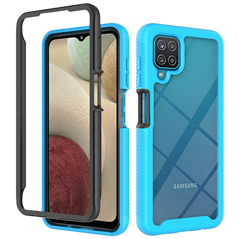 Carcasa Bumper Funda Silicona Transparente 360 Grados JX2 para Samsung Galaxy A12 Azul Cielo