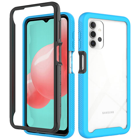 Carcasa Bumper Funda Silicona Transparente 360 Grados JX2 para Samsung Galaxy A32 4G Azul Cielo