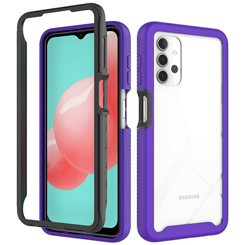 Carcasa Bumper Funda Silicona Transparente 360 Grados JX2 para Samsung Galaxy A32 5G Morado