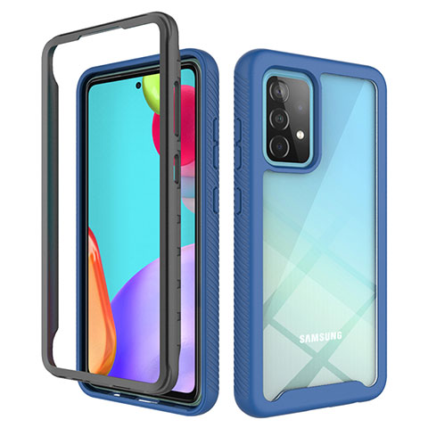 Carcasa Bumper Funda Silicona Transparente 360 Grados JX2 para Samsung Galaxy A52s 5G Azul y Negro