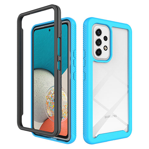 Carcasa Bumper Funda Silicona Transparente 360 Grados JX2 para Samsung Galaxy A53 5G Azul Cielo